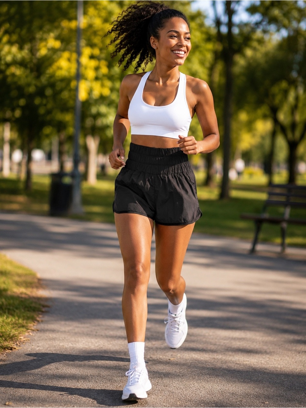 Woman Running Short Hight Waisted Elastic Workout Short Size S